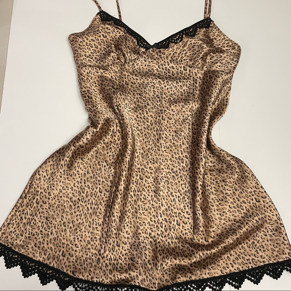 Y2k Cheetah Print Slip Dress Nightie Lingerie